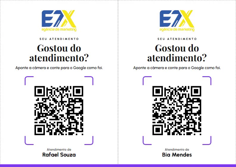 Cartões impressos com QR Code de dois funcionários